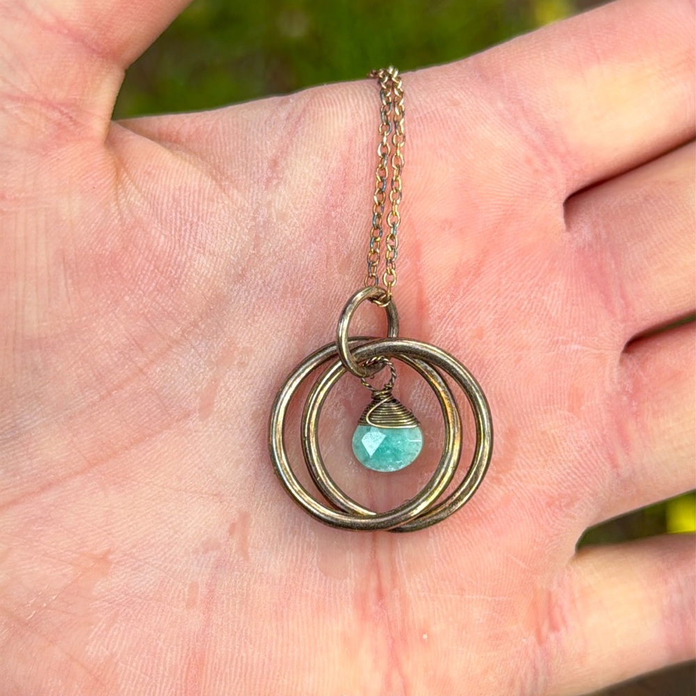 LAIMER faceted wrapped stone 925 sterling necklace rings - Picture 1 of 3